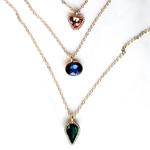 LA3accessories Three-Layered Stone Necklace
